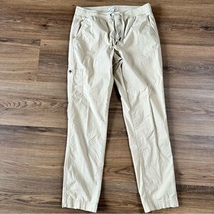 LL Bean Ripstop Pull-On Pants Womens Small Beige Drawstring Cargo Outdoor Hiking